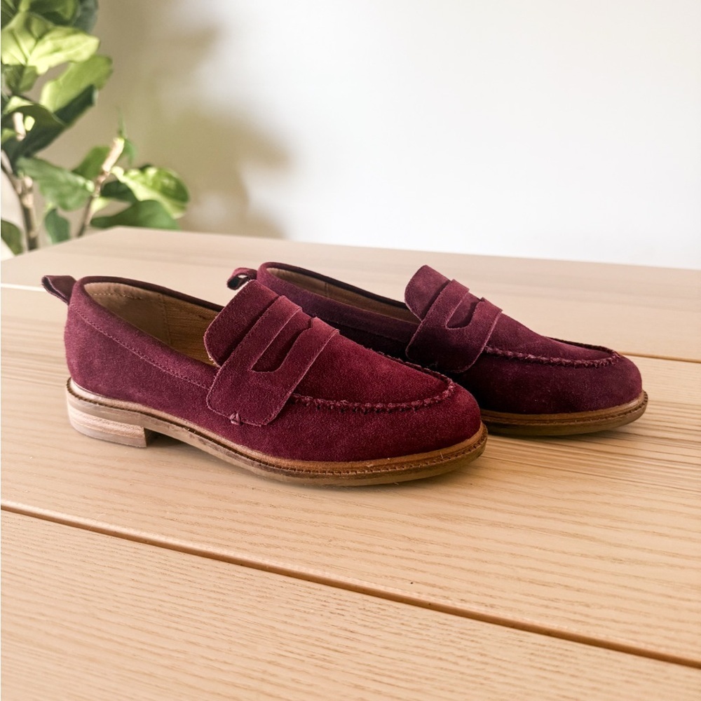 Kelsi Dagger Brooklyn Lens Penny Loafers Garnet Suede Women’s 5.5 Burgundy Wine